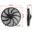 BLACK 16" Electric Radiator Fan High 3000 Cfm Thermostat Wiring Switch Relay Kit