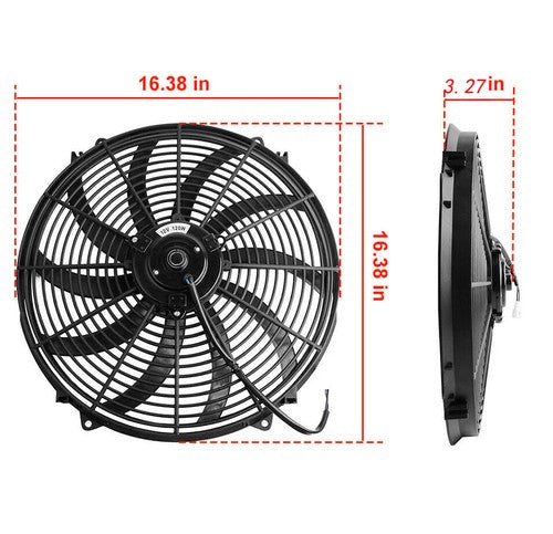 BLACK 16" Electric Radiator Fan High 3000 Cfm Thermostat Wiring Switch Relay Kit
