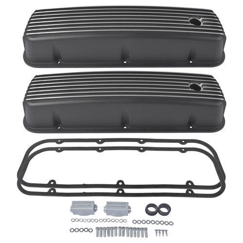 3-11/16" Tall Finned Valve Covers Polished Fits Chevy BBC 396-502 1965-1995