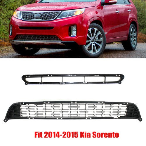 2PCS Front Bumper Lower Center Grille Black Grill for 2014-2015 for Kia Sorento