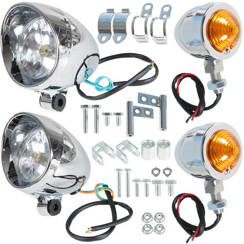 For Motorcycle Chrome Passing Driving Spot Fog Lamp Turn Signal Light