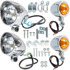 For Motorcycle Chrome Passing Driving Spot Fog Lamp Turn Signal Light