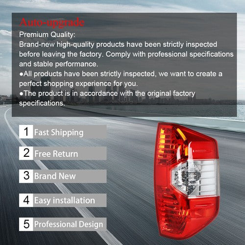 Taillights Rear RH/Passenger For 2014-2020 Toyota Tundra Brake Tail Light Chrome
