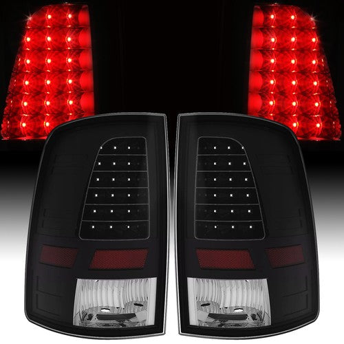 For 2009 2018 Dodge Ram 1500 2500 3500 LED Black Tail Lights Brake Lamps A Pair