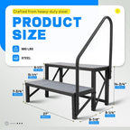 2 Step Ladder RV Step 660 Lbs with Handrail for Trailer Travel Camper Home Stairs