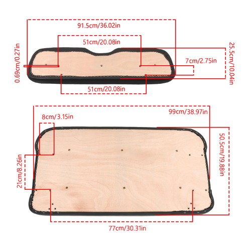 Set Front Seat Cushion For EZGO Medalist TXT 1994-2013 Incl. Hardware Golf Cart