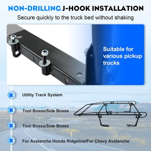 Adjustable Full Size Trunk Bed Truck Rack for Pickup Ladder Lumber Utility Kayak