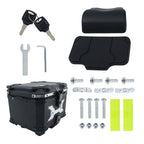 45L  Aluminum Black Hard Motorcycle Trunk With Silver Hanging Plate Rear Trunk