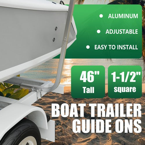 Boat Trailer Guide Poles Aluminum Square Upright  1 1/2" Square 46" Tall Pair