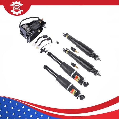 5Pcs Air Suspension Set Shocks & Compressor For Escalade Chevy Tahoe GMC Yukon