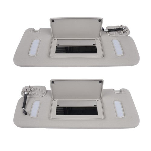 Pair Gray Sun Visors Right Left for Chevrolet Silverado GMC Sierra 2500HD 07-13