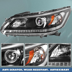 Projector Headlights Halogen Headlamps Set for 2013-2015 for Honda Accord Sedan