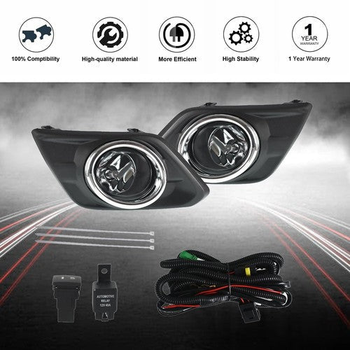 For 2014-2016 Nissan Rogue Driving Bumper Chrome Lens Fog Lights Assembly Set