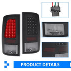 For 2009 2018 Dodge Ram 1500 2500 3500 LED Black Tail Lights Brake Lamps A Pair