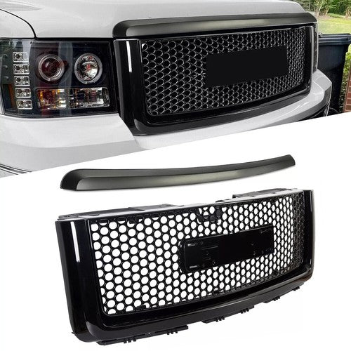 Upper Grille Hood Molding Trim for 2007-2013 GMC Sierra 1500 Denali Pickup Black