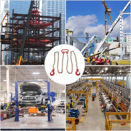2PCS 5/16"x6' G80 Chain Lifting Sling 2 Legs 3T 6600lbs Capacity Grab Hooks