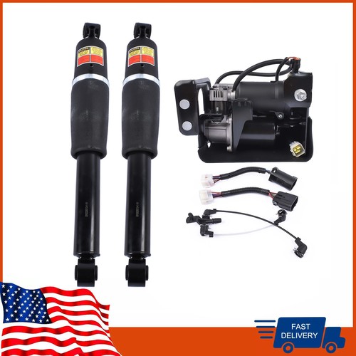 Pair Air Suspension Shocks+Compressor Pump For Cadillac Escalade 1500 2001-2013