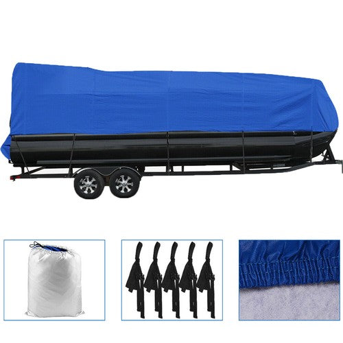 Boat Cover Pontoon 17-20 Ft Heavy Duty Rain Snow Dust Resistant Protection Blue