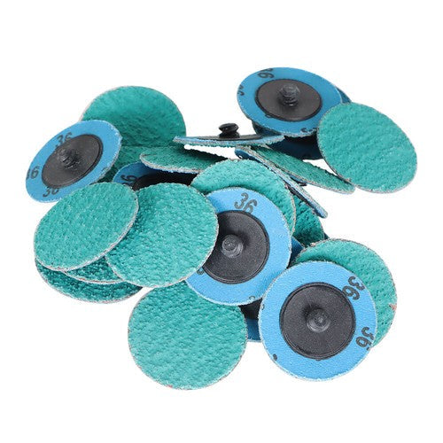 25 Pcs 2" 36 Grit Zirconia + Grind Aid Quick Change Sanding Discs Type