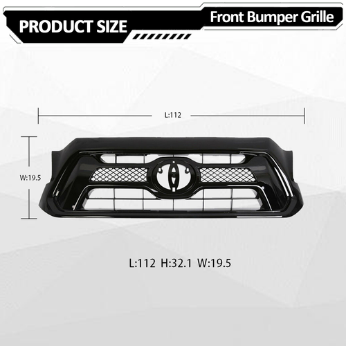 Front Bumper Gloss Black Grille Grill for Toyota Tacoma 2012 2013 2014 2015
