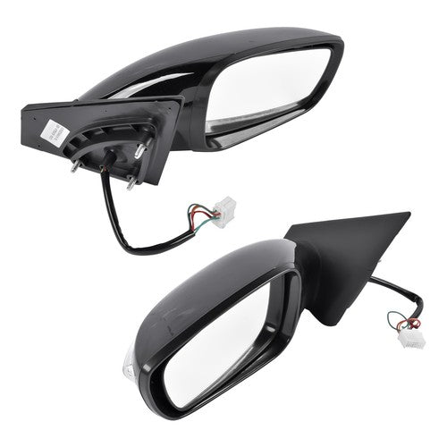2Pcs Black Power Mirrors with Turn Signal Heated for Hyundai Sonata 2011-2014