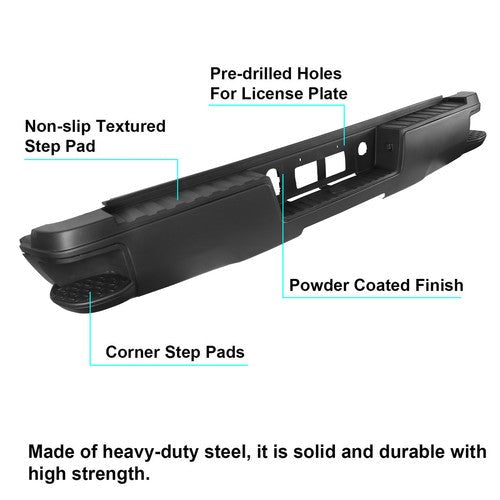 Black Rear Step Bumper for 2014-2018 for Chevy Silverado for Sierra 1500