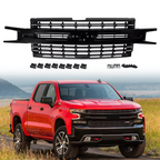 For Chevrolet Silverado 1500 2019 2020 2021 Front Bumper Grill Gloss+Matte Black