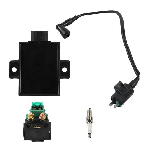 CDI Ignition Coil Spark Plug&Solenoid Relay For Kawasaki Bayou 220 KLF220A 96-02