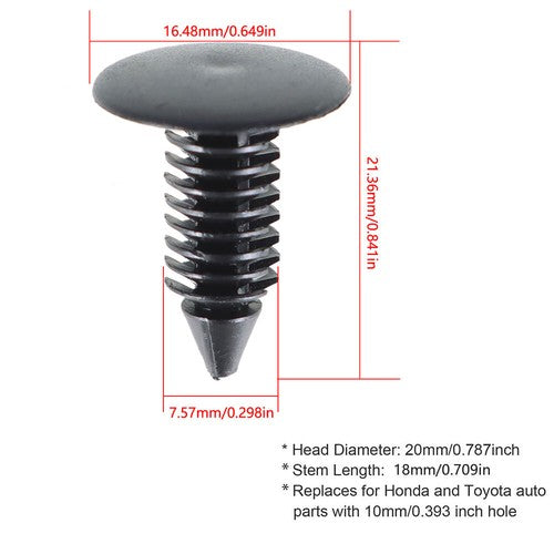 100Pcs 8mm Dia Hole Plastic Rivets Fasteners Brand New For Auto Bumper Fender