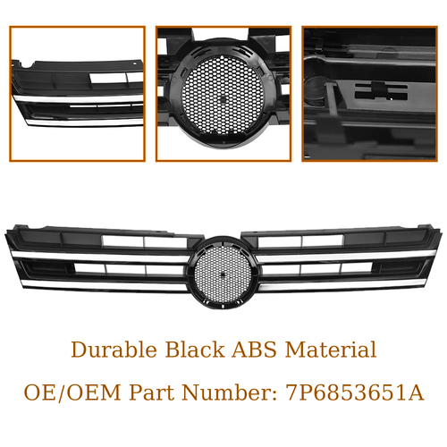 Front Bumper Upper Grille Grill w/ Chrome Trim for 2011-2014 for VW Touareg