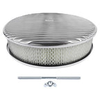 14 Full Finned Aluminum Round Air Cleaner Air Filter Kit Polished Recessed Base