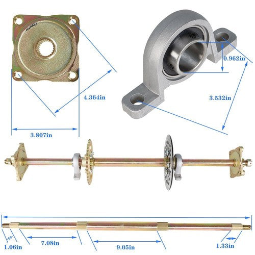 Go Kart ATV Live Rear Axle Kit + Brake Assembly +Sprocket Hub Drift Trike 32"