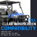 Clear Front Vented Windshield for Kubota RTV 900 900XT 900XTG RTV900