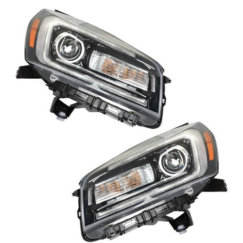 Headlight For GMC Acadia 2013-2015 16 Driver&Passenger Halogen w/LED Tube Black