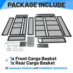 Front Rear Cargo Basket Luggage Carrier Mesh Rack Black Steel for ATV