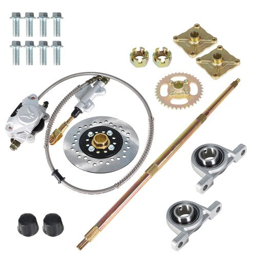 Go Kart ATV Live Rear Axle Kit + Brake Assembly +Sprocket Hub Drift Trike 32"