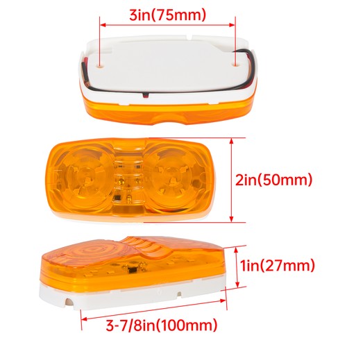 10X Trailer Amber LED Marker Light Double Bullseye 10 Diodes Clearance Light