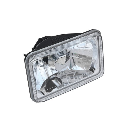 ZZ2V00107 4x6 Inch Clear Glass Diamond Cut Chrome Crystal Semi Sealed Headlight