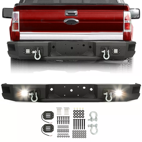 For 2009 2014 Ford F150 Truck Complete Rear Steel Bumper One Piece Textured