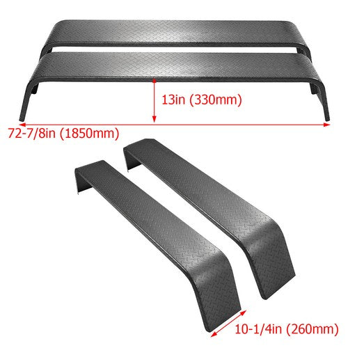 2 PCS Steel Diamond Tread Plate Tandem Axle Trailer Fenders 10 1-4x72 7-8x13