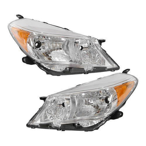 Chrome Headlights Left & Right Side for Toyota Yaris Vitz Hatchback 2012-2014