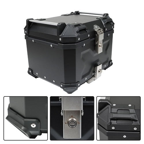 45L Black Motorcycle Top Case Tail Box Waterproof Luggage Scooter Trunk Storage