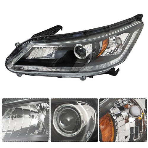 Pair For Honda Accord 2013-2015 Headlights Replacement Halogen W/O LED DRL Set