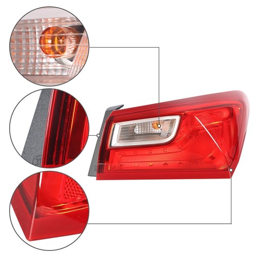 Outer Tail Light Passenger RHSide For 2016-2021 Chevy Malibu Halogen Red Lens