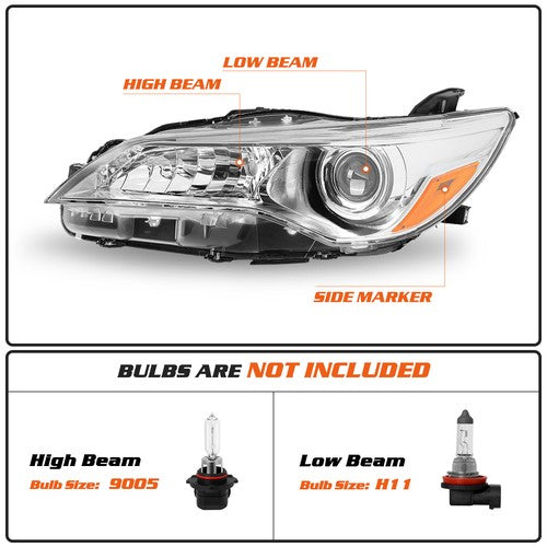 Projector Headlight Assembly Chrome LH RH for 2015-2017 for Toyota Camry