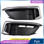 Front Fog Light Lamp Covers W/Chrome for 2019-2021 for Honda Civic Coupe Sedan