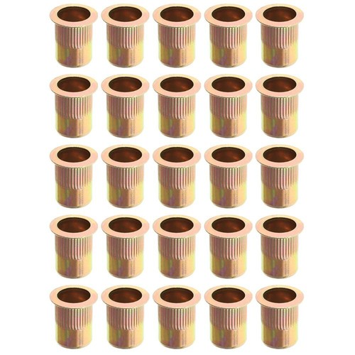 3/8-16 Carbon Steel Rivet Nut Flat Head Threaded Insert 50Pcs