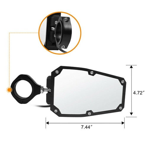 UTV Rear View Side Mirrors w/ LED Lights For Polaris RZR Fit 1.75"-2" Roll Cage