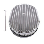 12" Oval Fully Finned Polished Aluminum Air Cleaner For Classic Chevy Ford Mopar