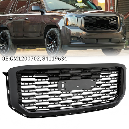 22936421 Front Upper Grille for GMC Yukon Denali Style 2015-2020 Gloss Black ABS